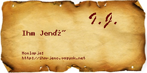 Ihm Jenő névjegykártya